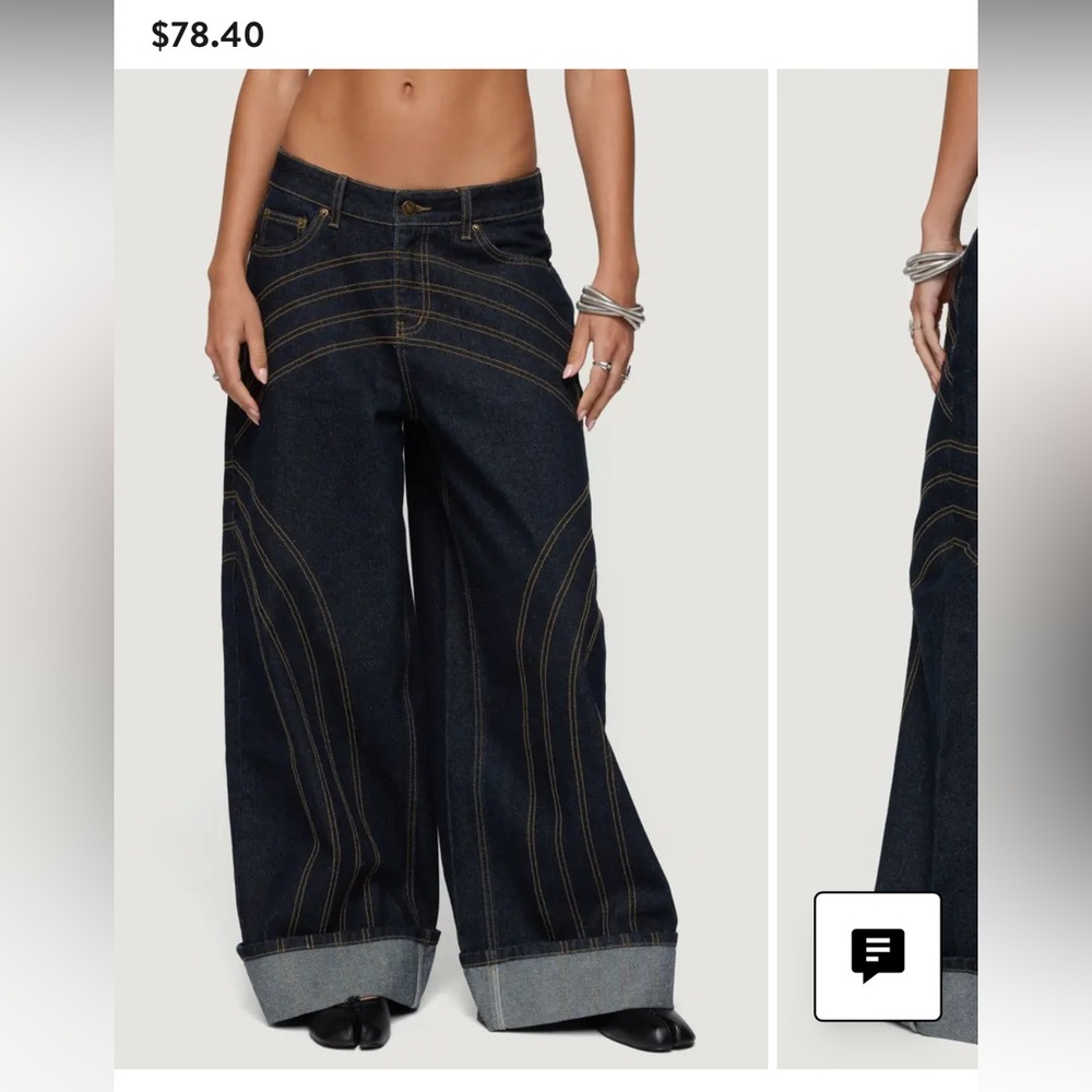 Edikted Wide-Leg Dark Blue Jeans